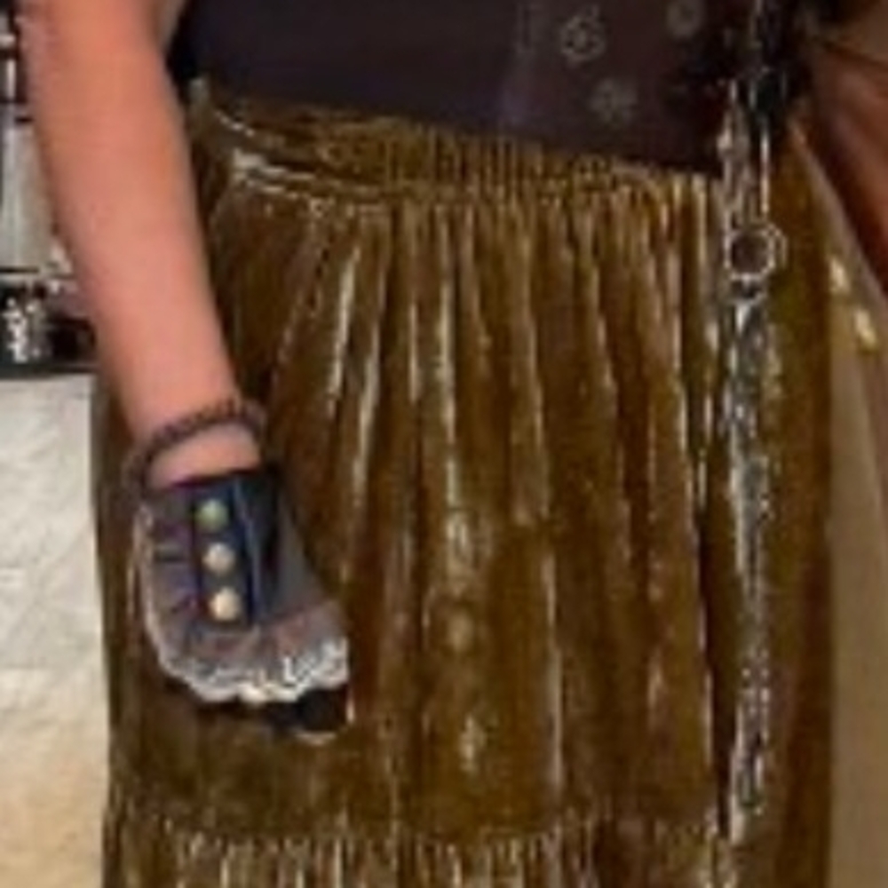 Anthropologie Gold Velvet High Low Dress - Picture 4 of 7